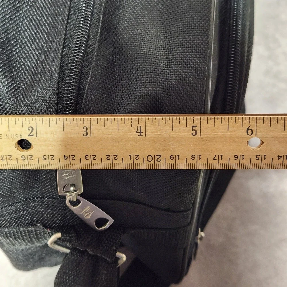American Tourister Black Travel Messenger Bag Front Pocket Trolley Strap Unisex‎